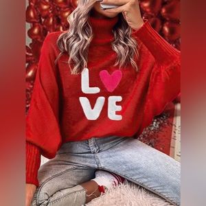 LOVE Turtleneck Batwing Sleeve Sweater